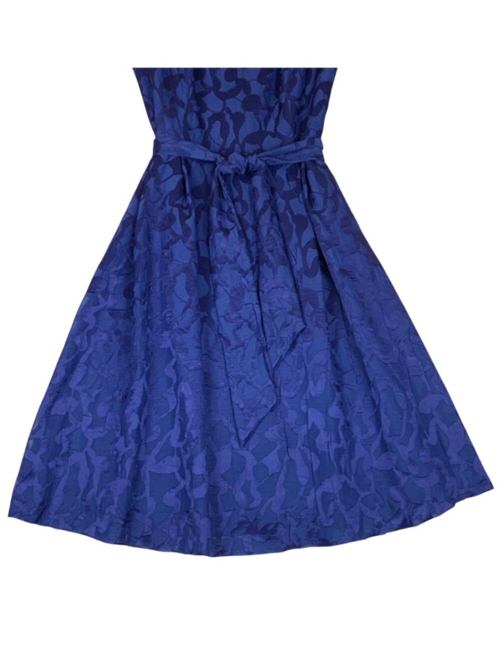 Anne Klein Blue Fit Flare Dress Size 10 Jacquard Cap Sleeves Wedding Guest - Picture 3 of 9